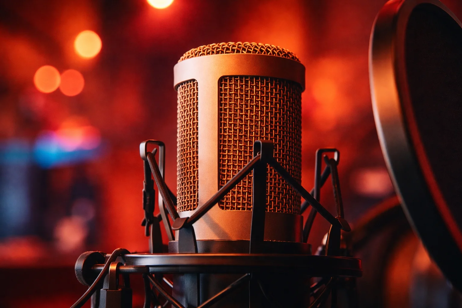 Professional microphone in Gotham Lab voice-over recording studio — NYC audio production