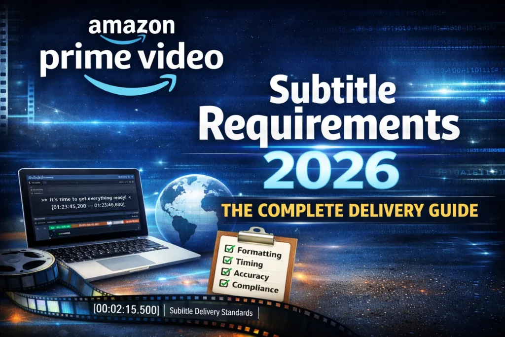 Amazon Prime Video subtitle requirements 2026 — complete delivery guide for timed text, captions, and SDH by Gotham Lab New York